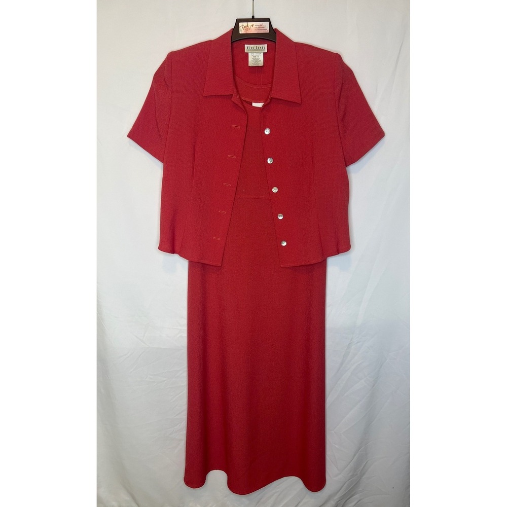 Miss Dorby Women's Size‎ 12 Coral Sleeveless Dress with Jacket Polyester & Rayon